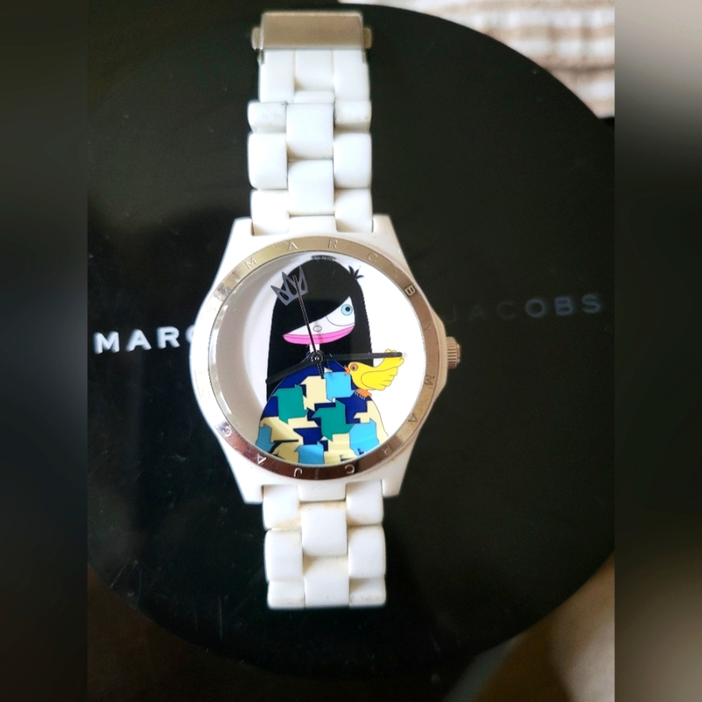 Marc Jacobs White Watch with Cartoon Design Rare